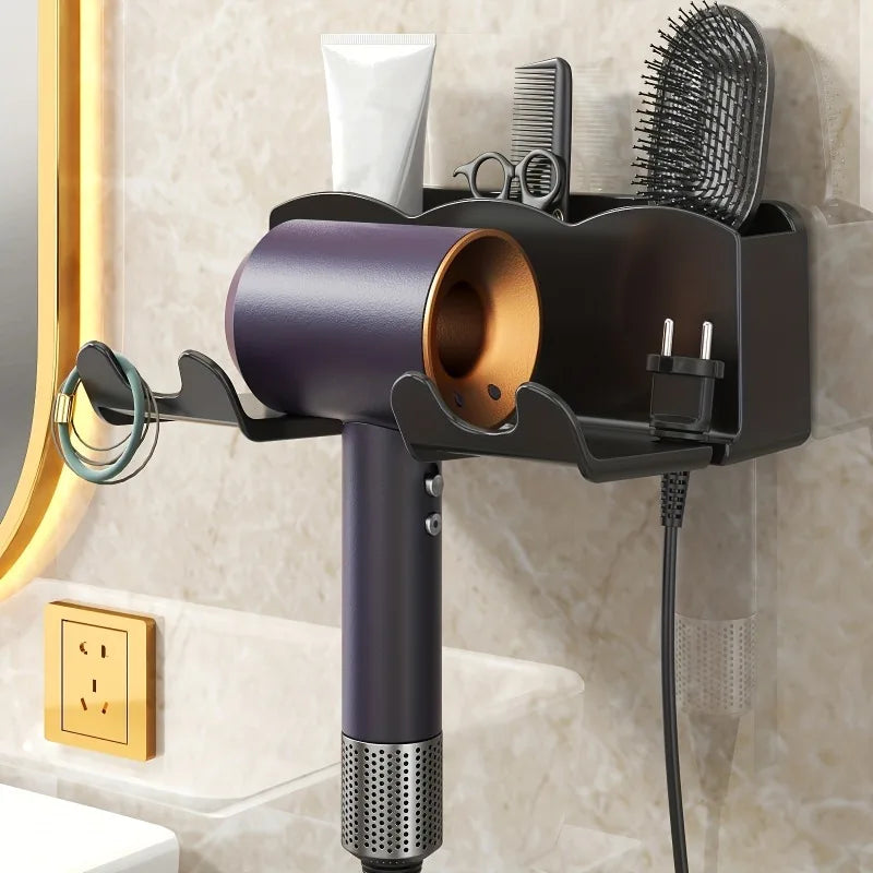 Wall Mounted Hair Dryer Bracket, For Bathroom Shelves Without Drilling, Hair Dryer Bathroom Storage Rack
