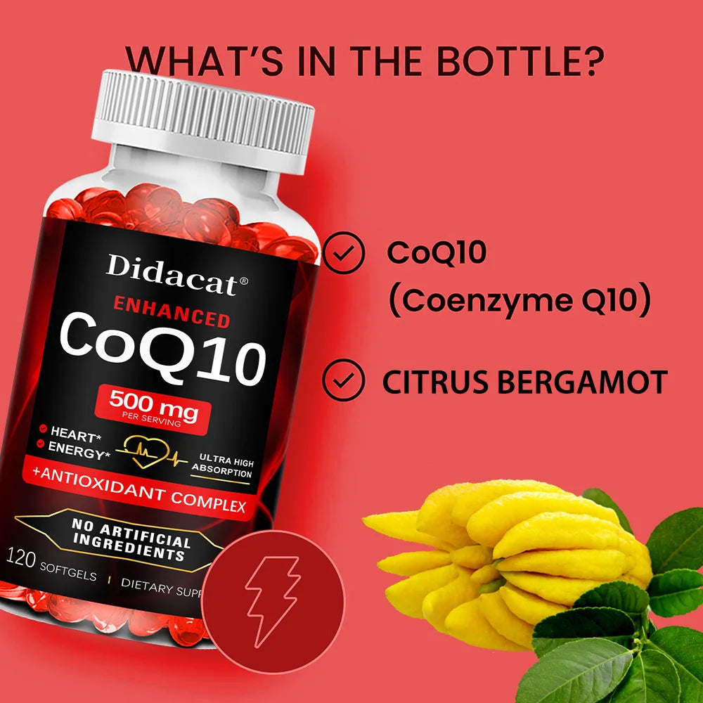 High Absorption Ubiquinol CoQ10 500MG-Heart Health&Energy Production - Nutritional Supplements with Coenzyme Q10