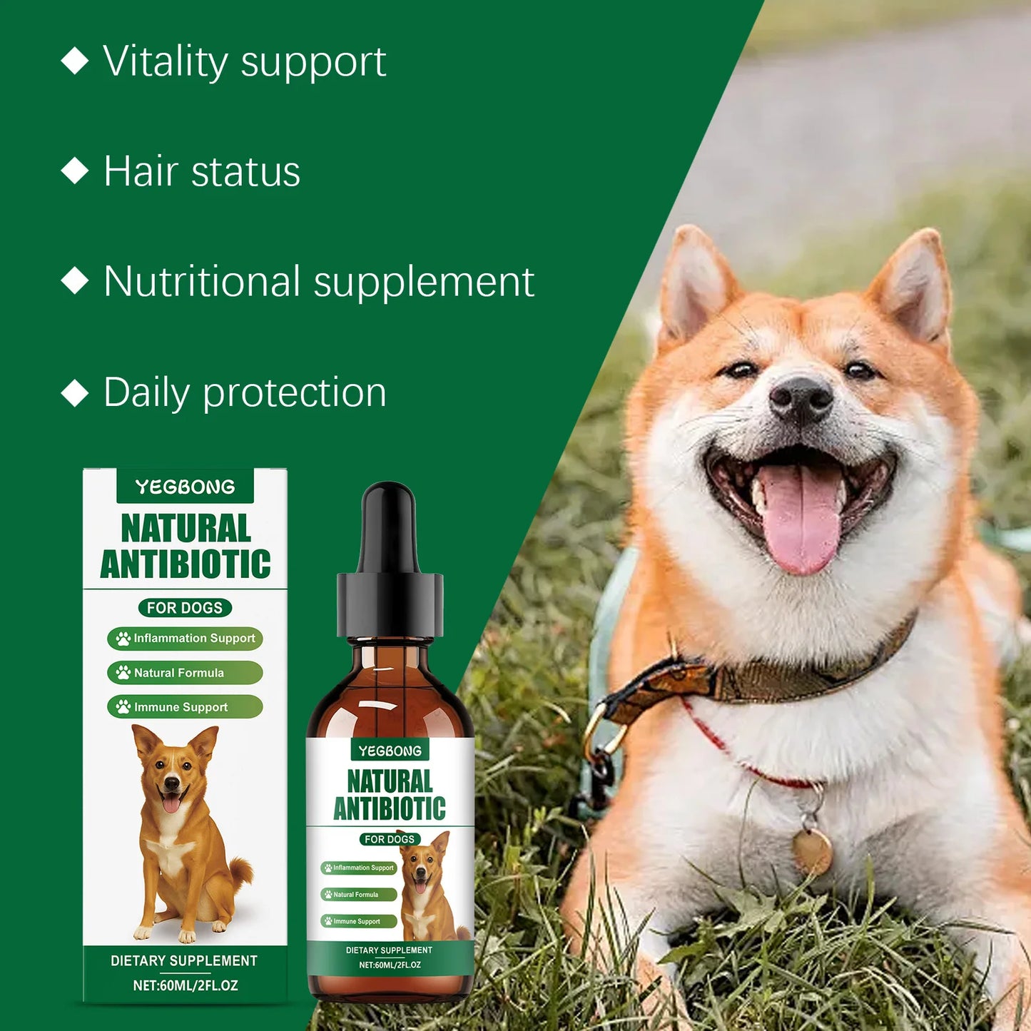 60ml Immune-Boosting Multivitamin Supplement for Dogs, Gentle Formula to Relieve Skin Discomfort, Daily Nutrition Supplement