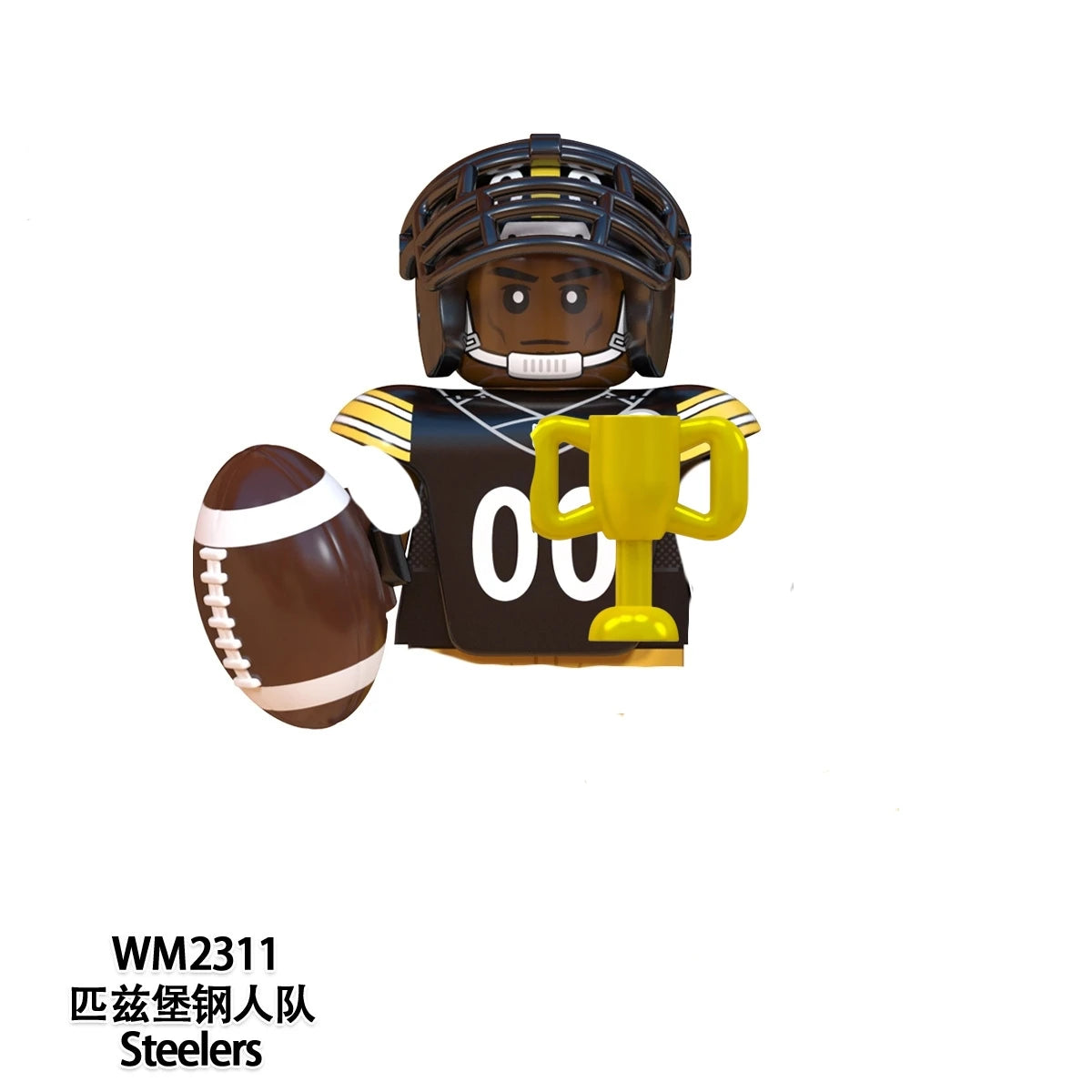 Model American Football Stars Building Blocks Sport Rugby Player Helmet Trophy Mini Action Figures Toys For Birthday Gifts Kids