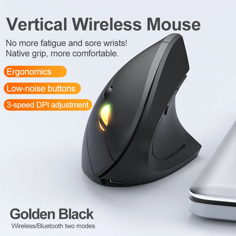 2.4GHz Bluetooth Wireless Mouse Rechargeable Vertical Mouse Ergonomic 1600DPI Adjustable 6Buttons For Laptop PC Computer Desktop