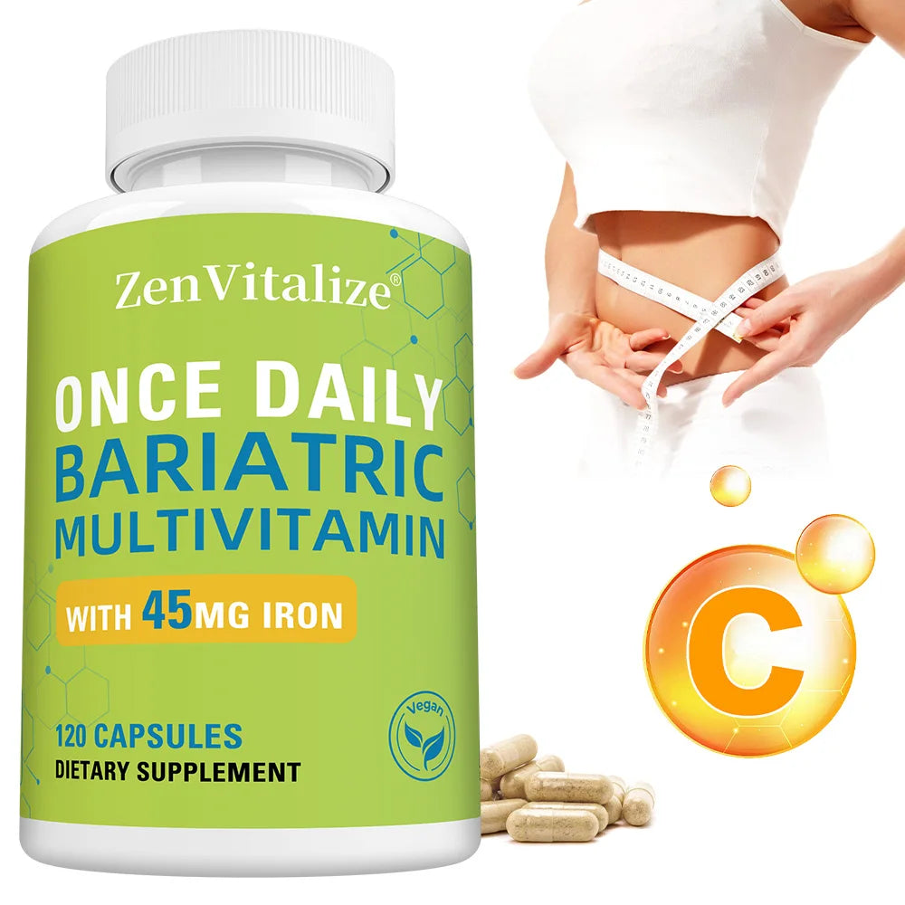 Daily Multivitamin & Minerals Capsules, with Iron, Immunity Energy Hair Skin & Nail Support, Nutrition After Bariatric Surgery