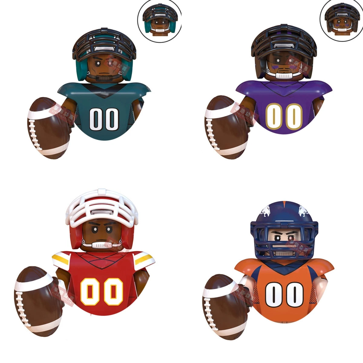Model American Football Stars Building Blocks Sport Rugby Player Helmet Trophy Mini Action Figures Toys For Birthday Gifts Kids