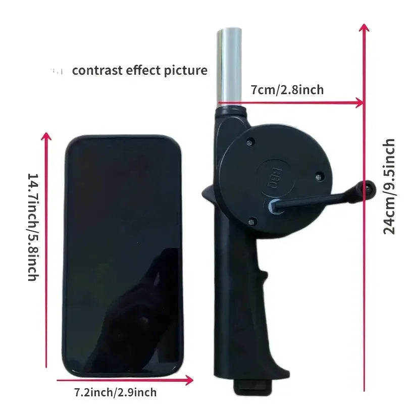 Manual Barbecue Fan Outdoor BBQ Fan Portable Hand Crank Air Blower for Camping Picnic Barbecue Tools