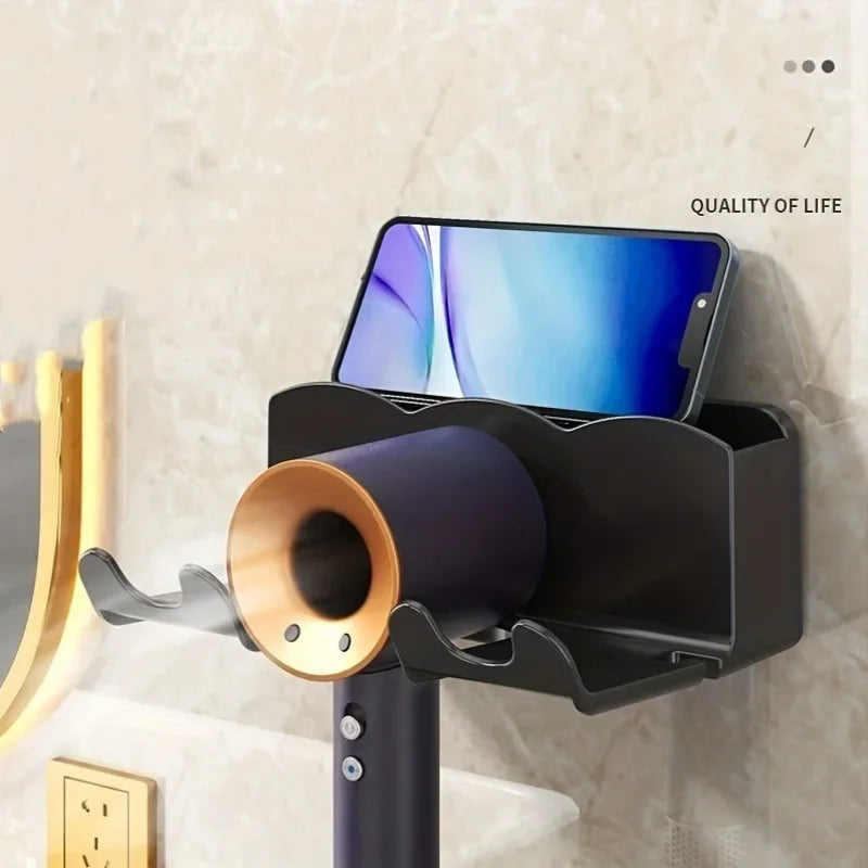 Wall Mounted Hair Dryer Bracket, For Bathroom Shelves Without Drilling, Hair Dryer Bathroom Storage Rack