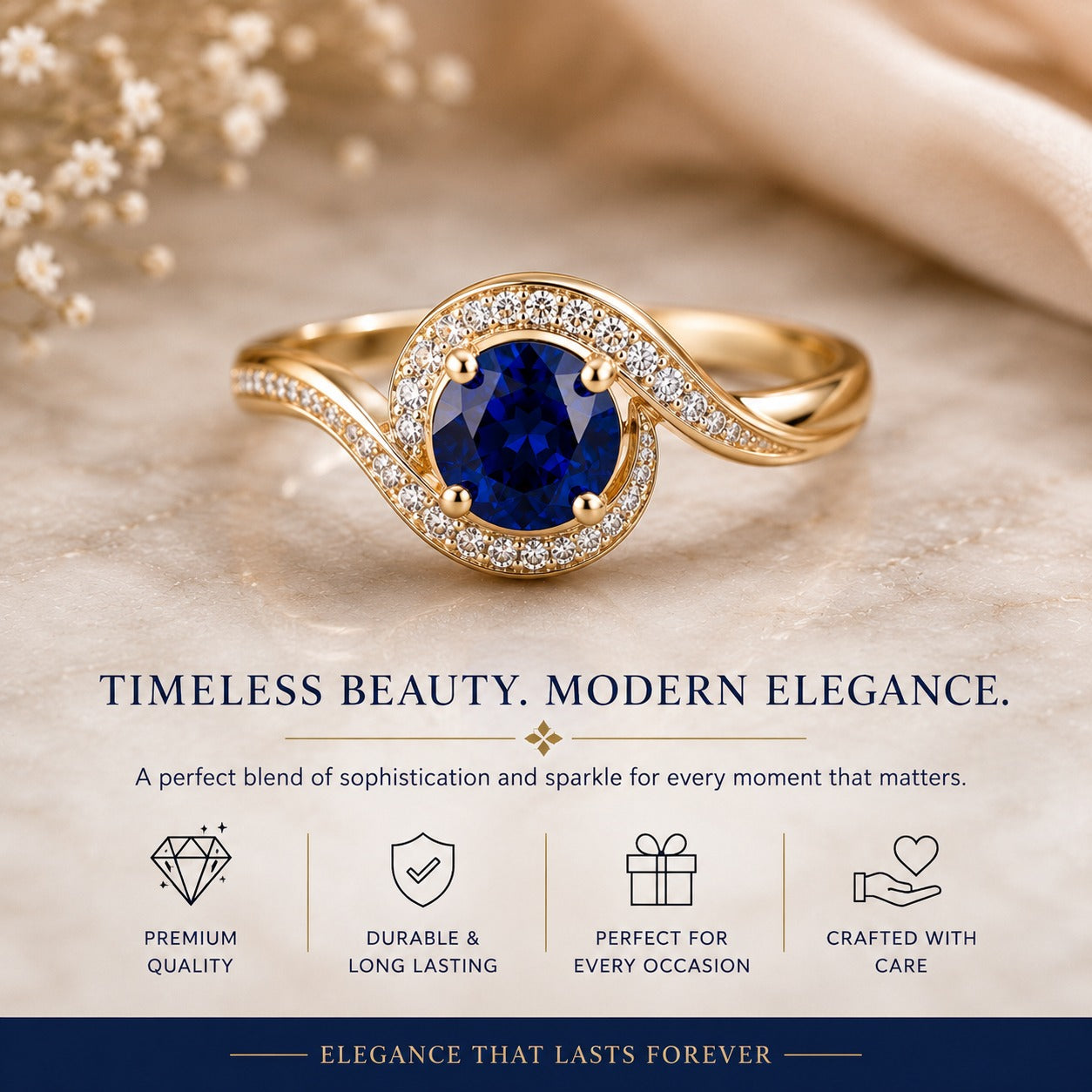 𝐋𝐮𝐱𝐮𝐫𝐲 𝐁𝐥𝐮𝐞 𝐆𝐞𝐦𝐬𝐭𝐨𝐧𝐞 𝐖𝐚𝐯𝐞 𝐑𝐢𝐧𝐠 – 𝐆𝐨𝐥𝐝 𝐒𝐭𝐚𝐭𝐞𝐦𝐞𝐧𝐭 𝐑𝐢𝐧𝐠 𝐟𝐨𝐫 𝐖𝐨𝐦𝐞𝐧