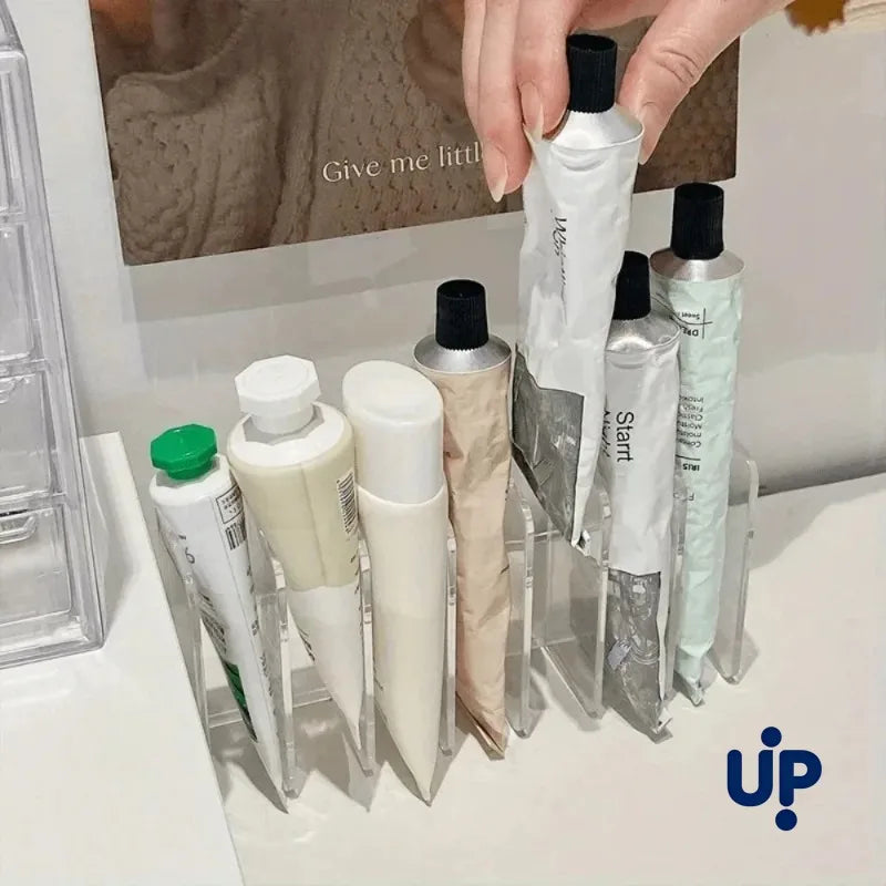7-Slot Transparent Plastic Cosmetic Organizer Multi-Functional Makeup Holder for Home Office Bathroom Dressing Table Sorting