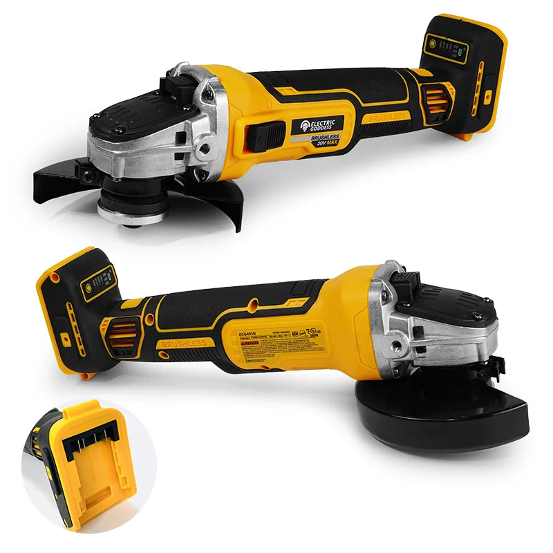Electric Goddess 125mm Brushless Electric Angle Grinder Power Tool Cordless Polishing Grinding Tool For Dewalt 20V Battery Pin