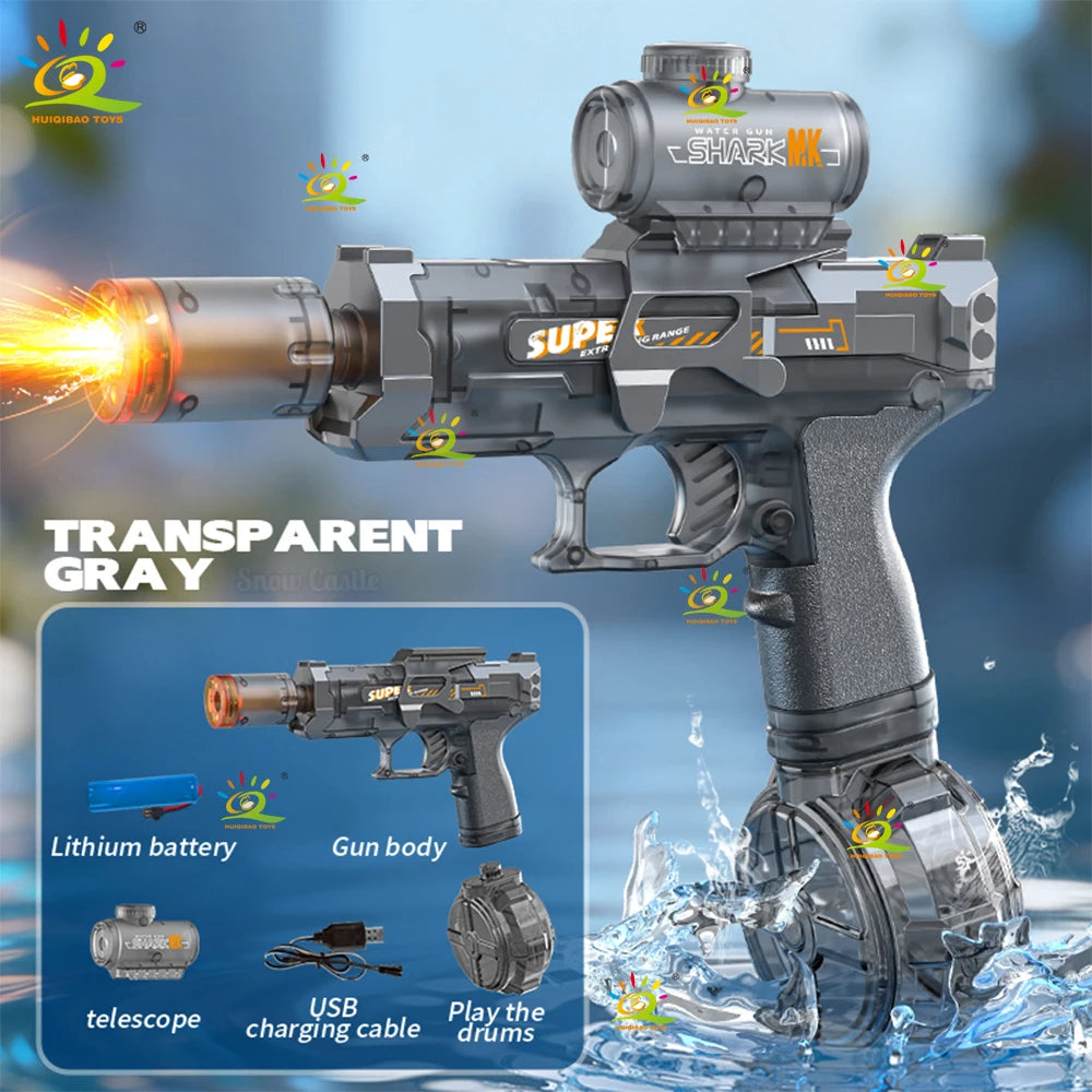 Electric water gun with nozzle flame muzzle automatic spray gun remote summer outdoor swimming pool water toy gift