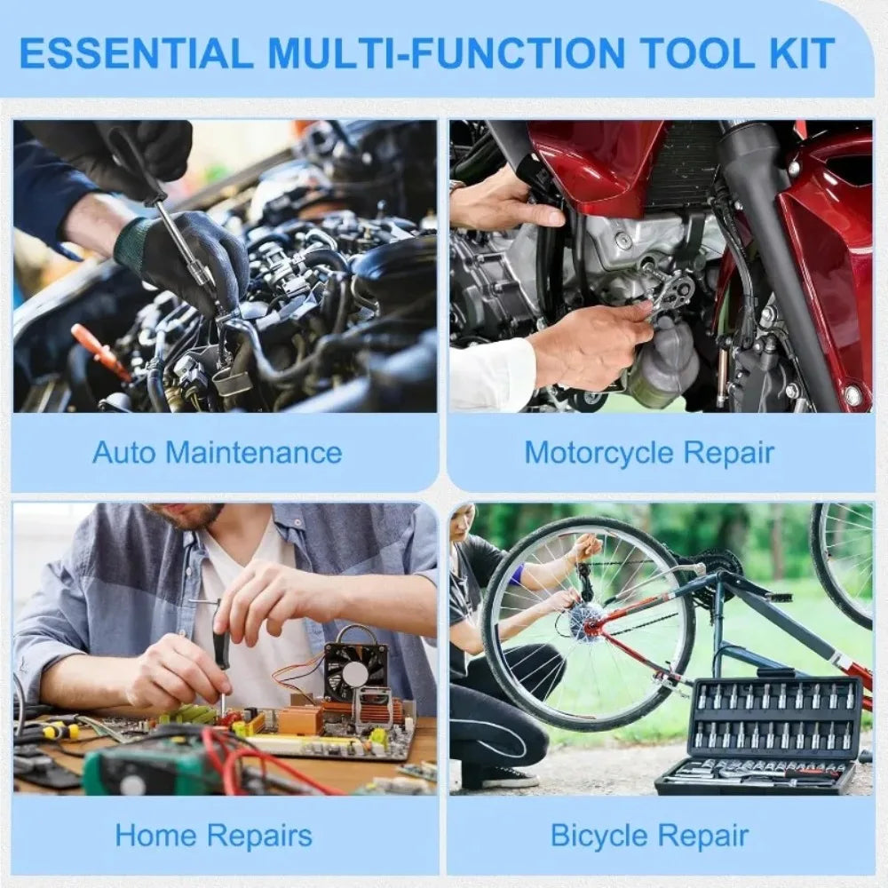 Hot 46Pcs 1/4" Drive Socket Wrench Set, Ratchet Screwdriver & Bit Kit, Carbon Steel, Auto Repair Hand Tool Set with Storage Case