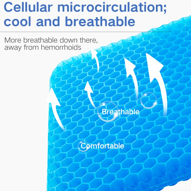 Gel Seat Cushion Summer Breathable Honeycomb Design For Pressure Relief Back Tailbone Pain - Home Office Wheelchair Chair Cars