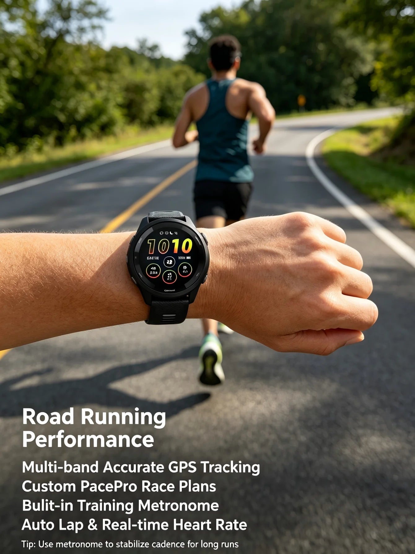 Garmin Forerunner 265 GPS Running Smartwatch – Multi‑Band GPS, Wrist Heart Rate & SpO2,, Advanced Training Status, Body Battery, Sleep Monitor, Waterproof Fitness Tracker for Men Women