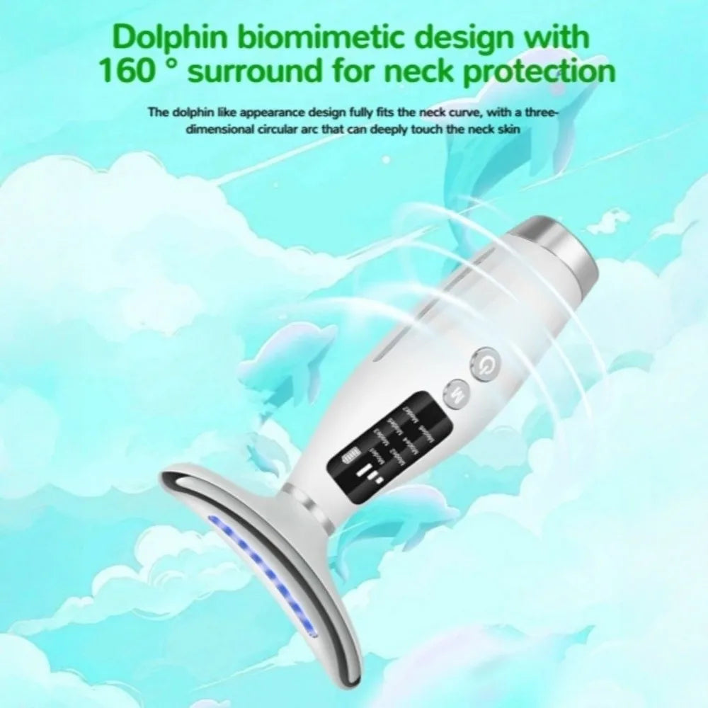 7 Colors LED Photon Neck Beauty Device, Electric Neck Massager for Skin Lifting Tightening Neck Care Tool for Double Chin Improvement