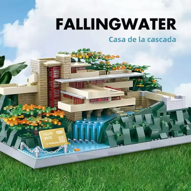 City Street View American Falling Water Villa Building Blocks Architecture Educational Toy for Kids Adults Birthday Gifts
