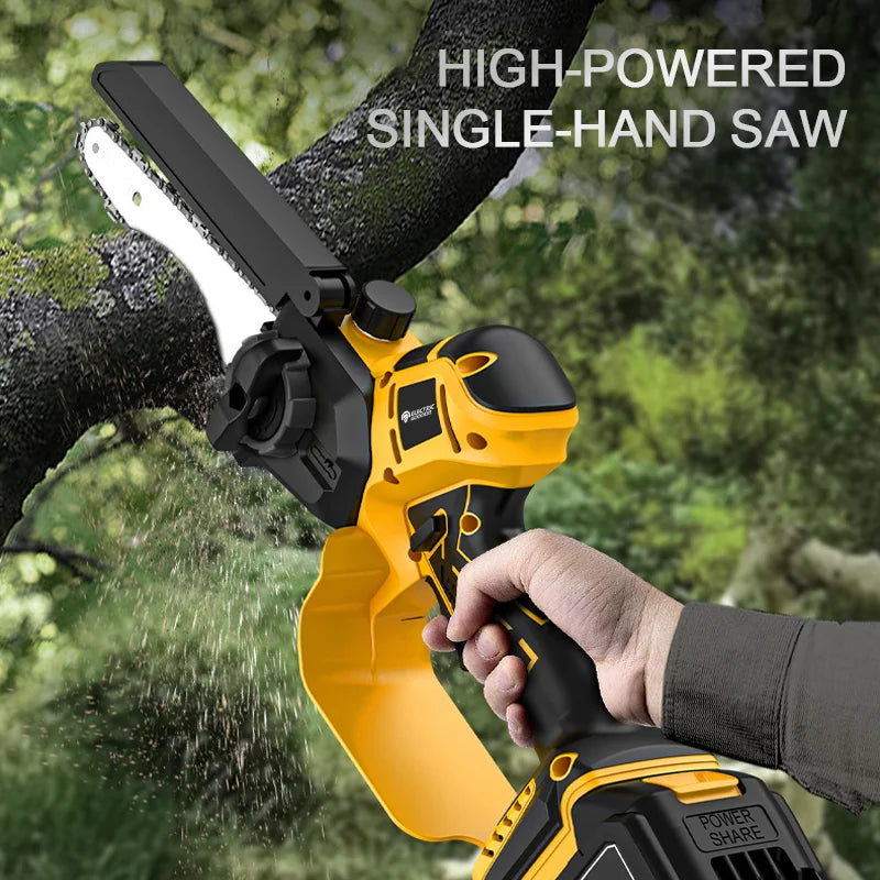 8 Inch 1380W Brushless Yellow Electric Chain Saw Professional Garden Pruning Saw Power Tool For Dewalt 20V Battery Pin