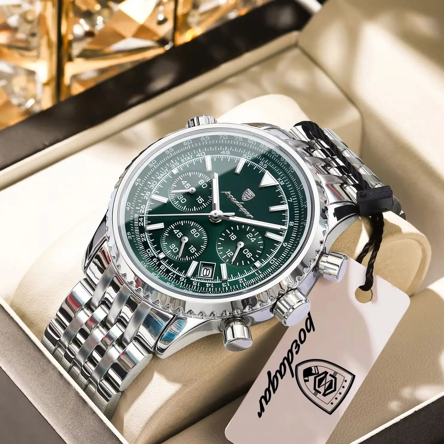POEDAGAR Luxury Business Men's Watch Stainless Steel Chronograph Date Sport Quartz Man Clock Waterproof Luminous Military Watches For Men