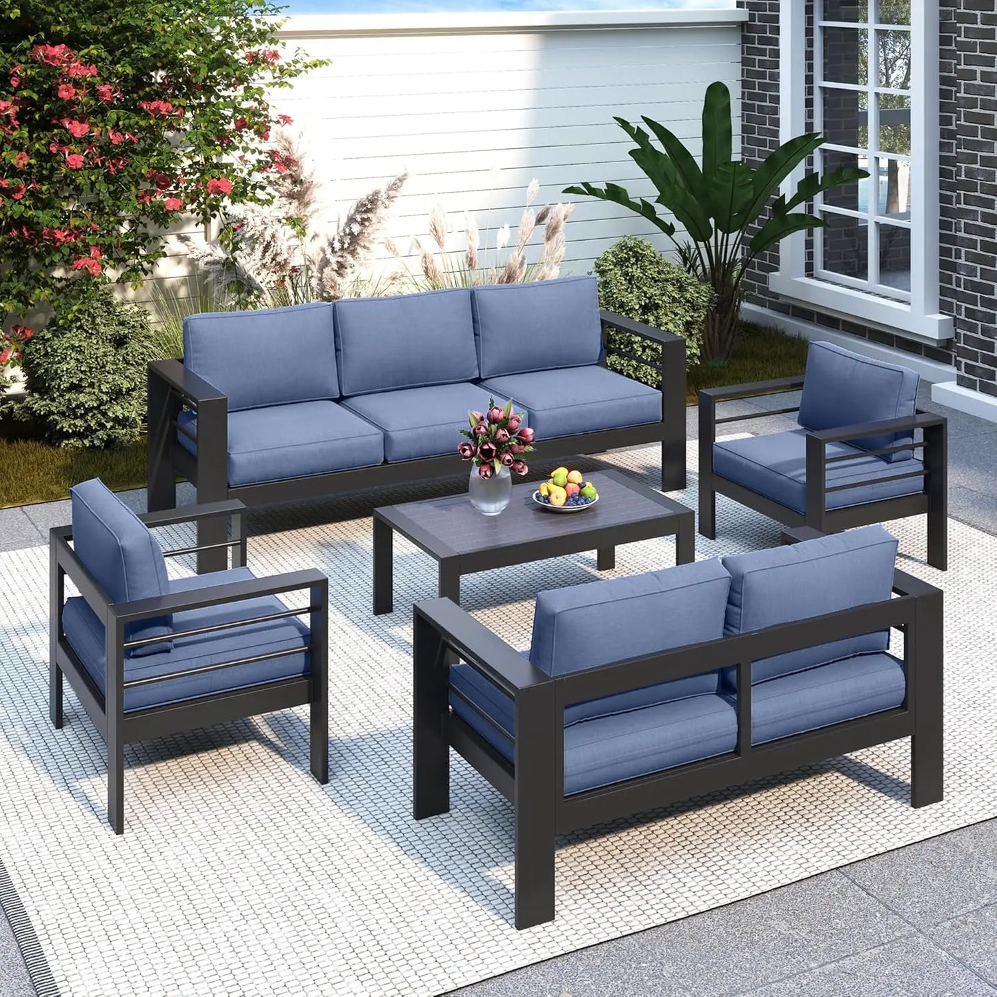 Aluminum Patio Furniture Set for All Weather, Oversized Metal Outdoor Furniture Set with 27.5" Deep Seating and, Customized