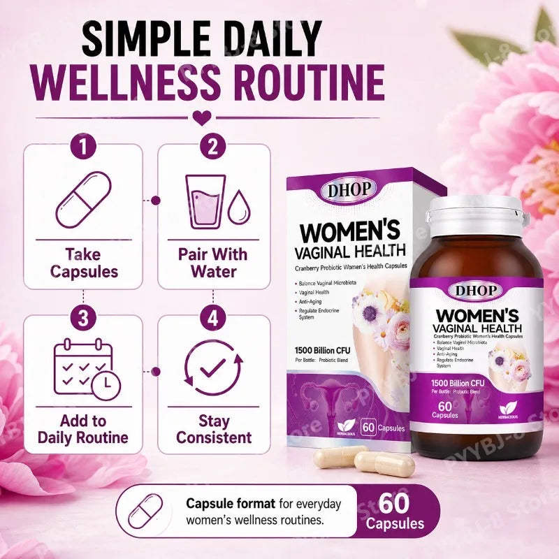 Women Vaginal Health Capsules 60 Count with Multivitamin,Probiotic Blend — Support Urinary System Wellness & Balanced Microbiota