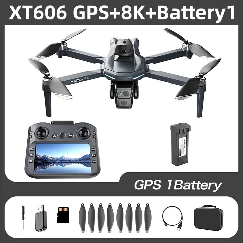 Original XT606 MAX GPS Drone 4k Professional 8K HD Camera FPV Wish Screen Drone 360° Obstacle Avoidance Quadcopter Toys Dron