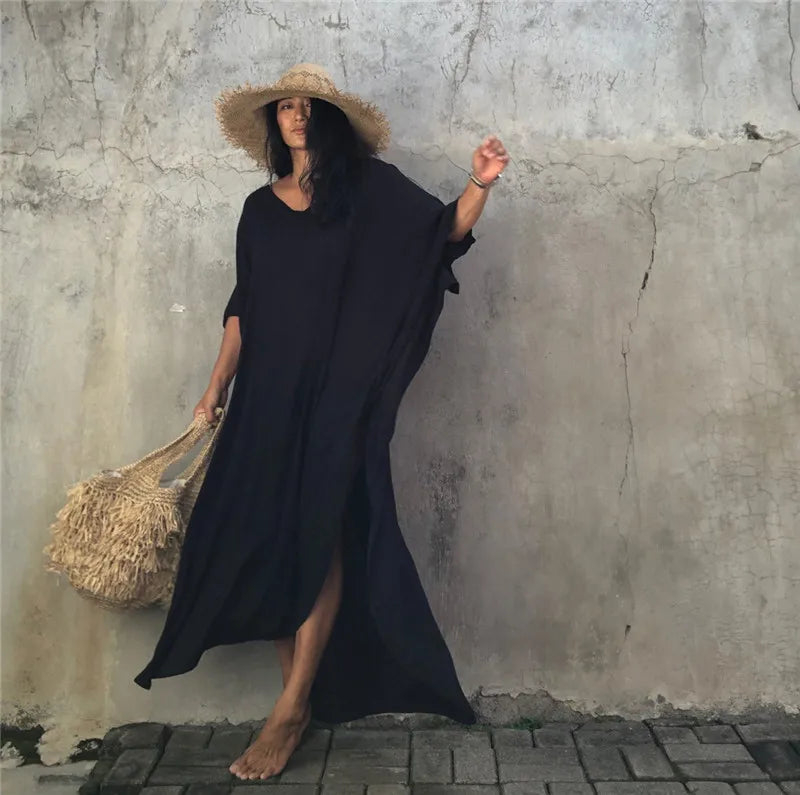 Plus Size Womens Caftan Kaftans Casual V Neck Caftans Long Soft Beach Maxi Dress for Summer