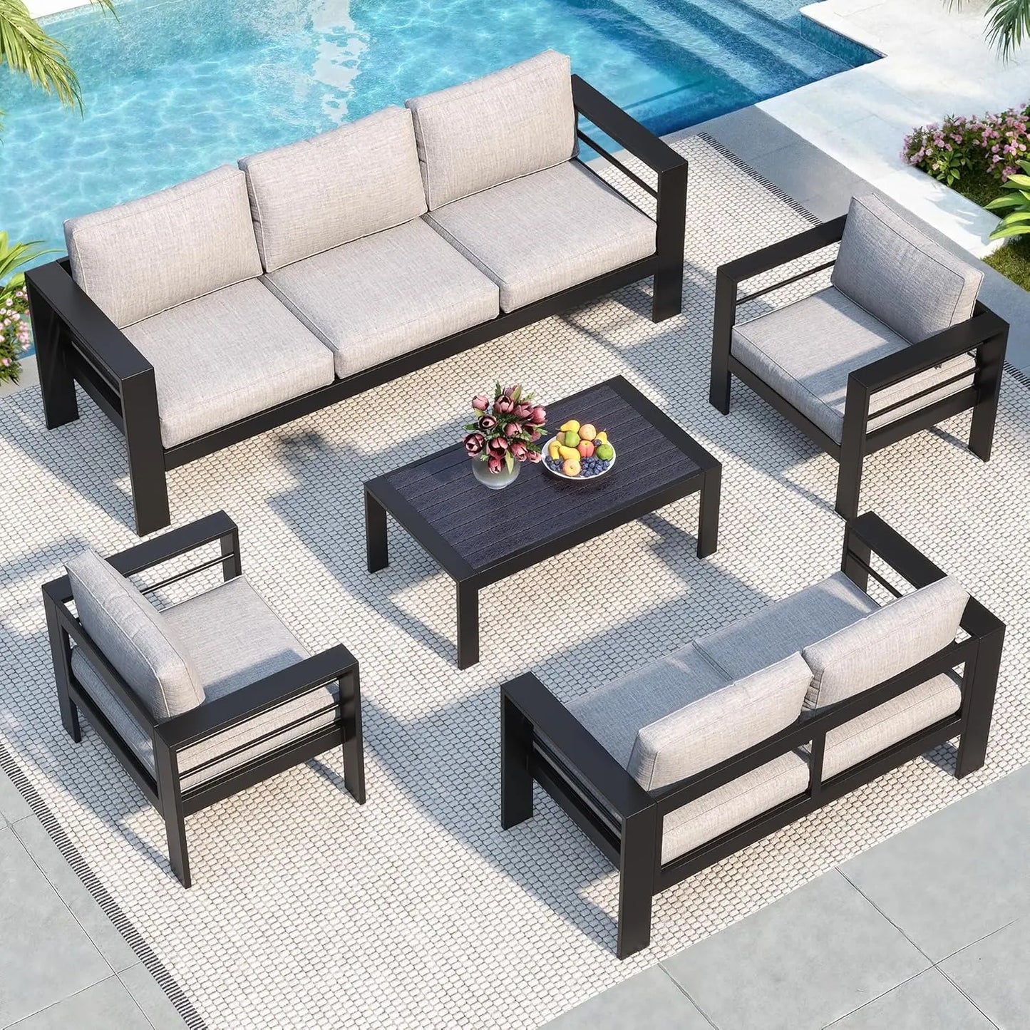 Aluminum Patio Furniture Set for All Weather, Oversized Metal Outdoor Furniture Set with 27.5" Deep Seating and, Customized