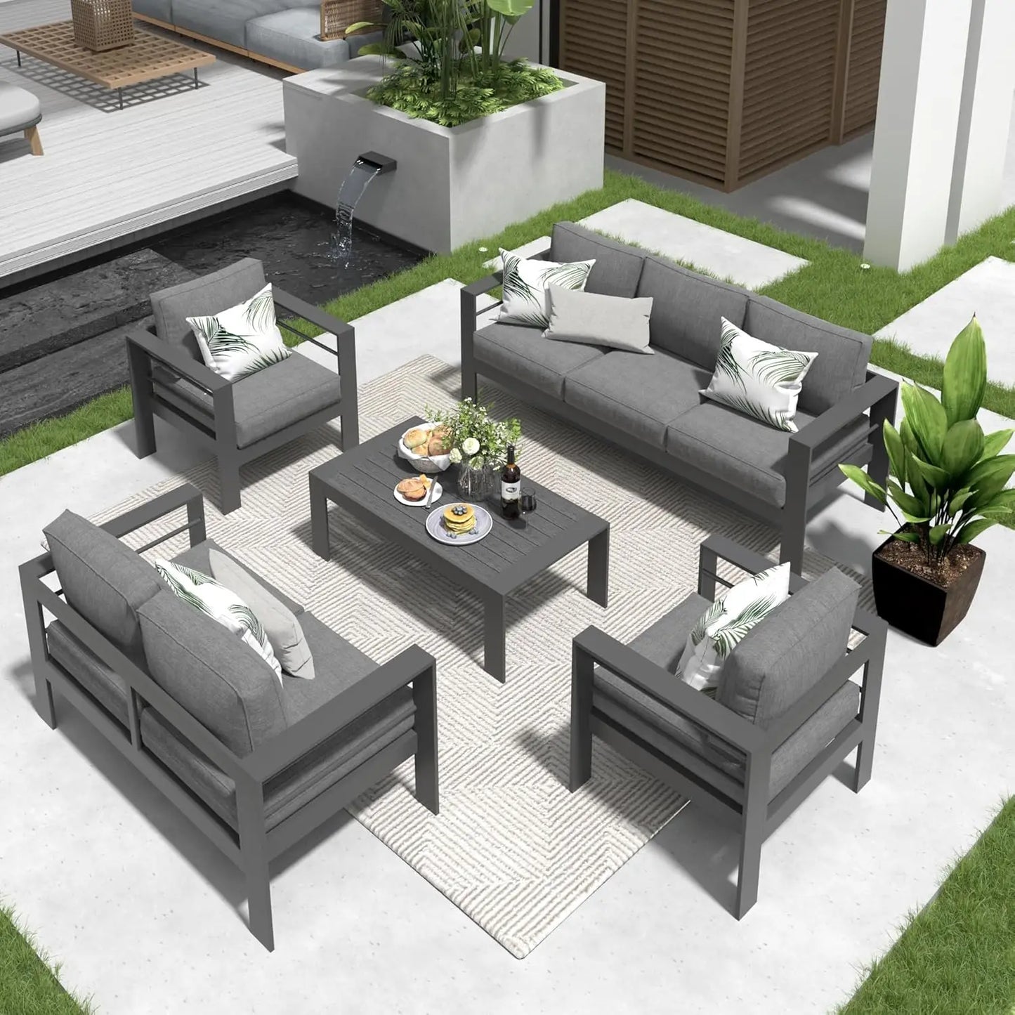 Aluminum Patio Furniture Set for All Weather, Oversized Metal Outdoor Furniture Set with 27.5" Deep Seating and, Customized