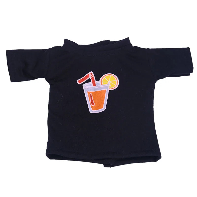 Doll Clothes Summer T-shirt Pure Cotton Short Sleeve Handmade Solid Color Clothes For 16-18Inch ,43cm Baby Doll  DIY Toys Gifts
