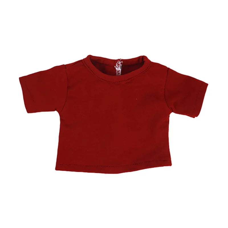 Doll Clothes Summer T-shirt Pure Cotton Short Sleeve Handmade Solid Color Clothes For 16-18Inch ,43cm Baby Doll  DIY Toys Gifts