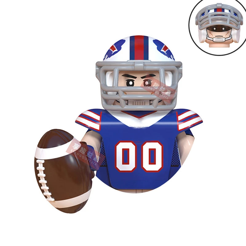 Model American Football Stars Building Blocks Sport Rugby Player Helmet Trophy Mini Action Figures Toys For Birthday Gifts Kids