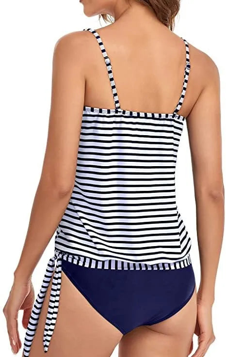 Tankini Woman Bikini Crop Top Spaghetti Strap Bikinis High Waist Bottom Floral Print Two Piece Swimsuit Side Tie Swim Bikini