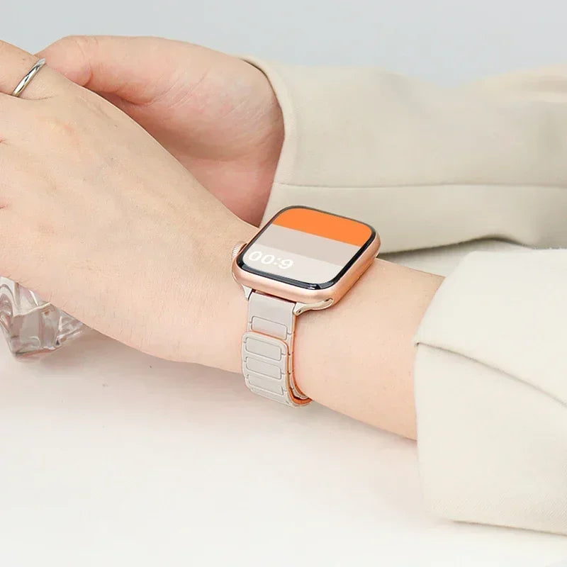 Magnetic Strap for Apple Watch 10 Band 44mm 45mm 49mm 40mm 41mm 42mm 46mm Silicone Bracelet iWatch Series 7 8 SE 3 Ultra 2 9 11