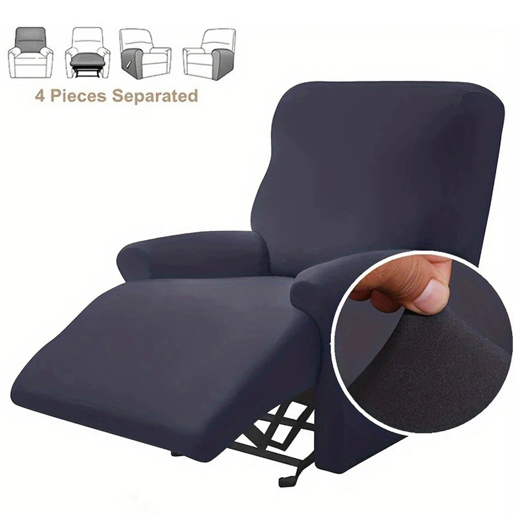 4pcs/set Solid Color Stretch Recliner Sofa Cover for Living Room Elastic Non Slip Armchair Covers All-inclusive Couch Slipcovers