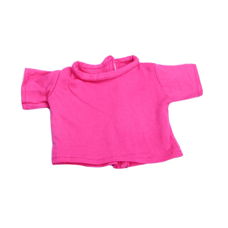 Doll Clothes Summer T-shirt Pure Cotton Short Sleeve Handmade Solid Color Clothes For 16-18Inch ,43cm Baby Doll  DIY Toys Gifts