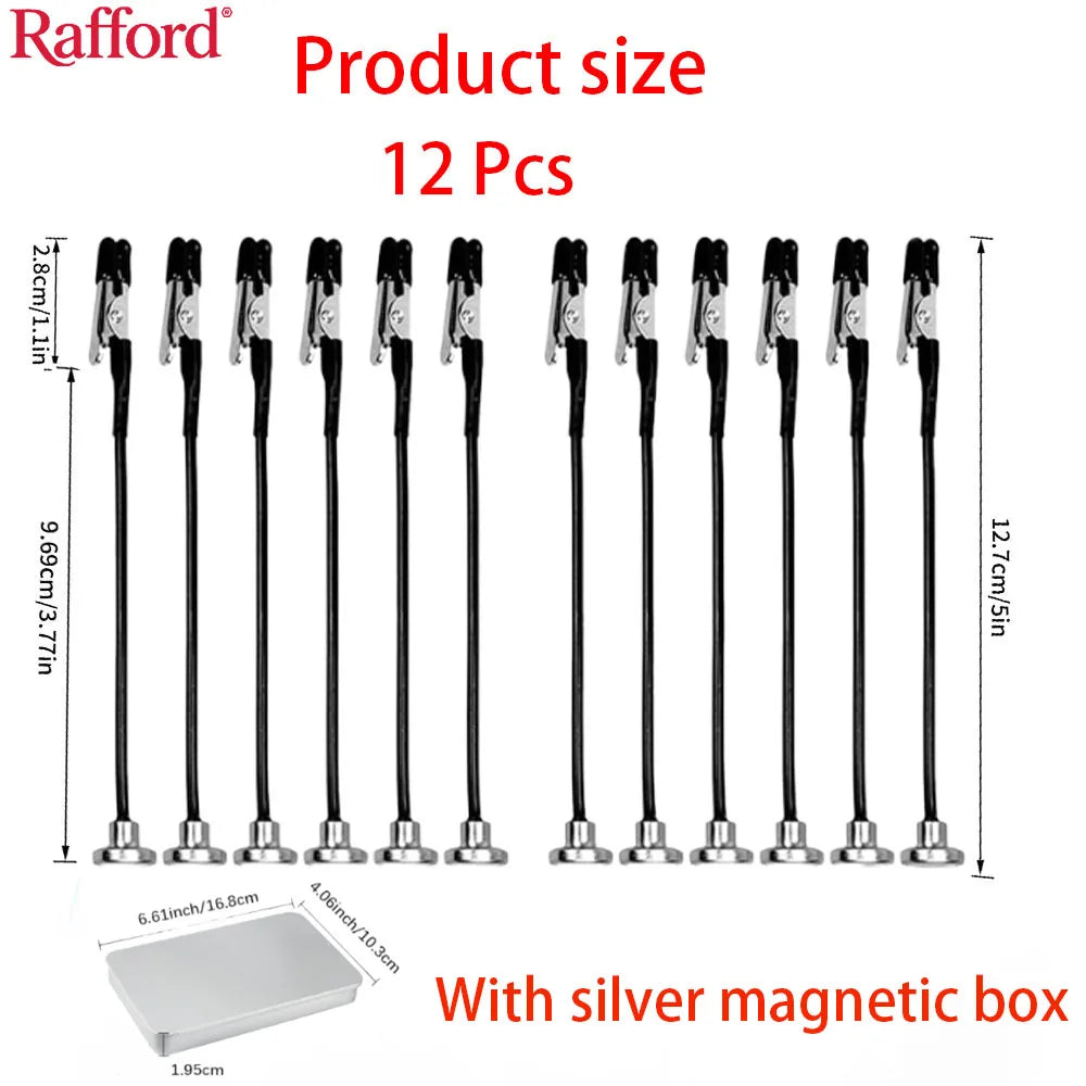 Rafford 12Pcs Bendable Model Painting Alligator Clip Sticks Rubber Tips + Metal Magnetic Base - for Airbrush, Hobby Model Parts