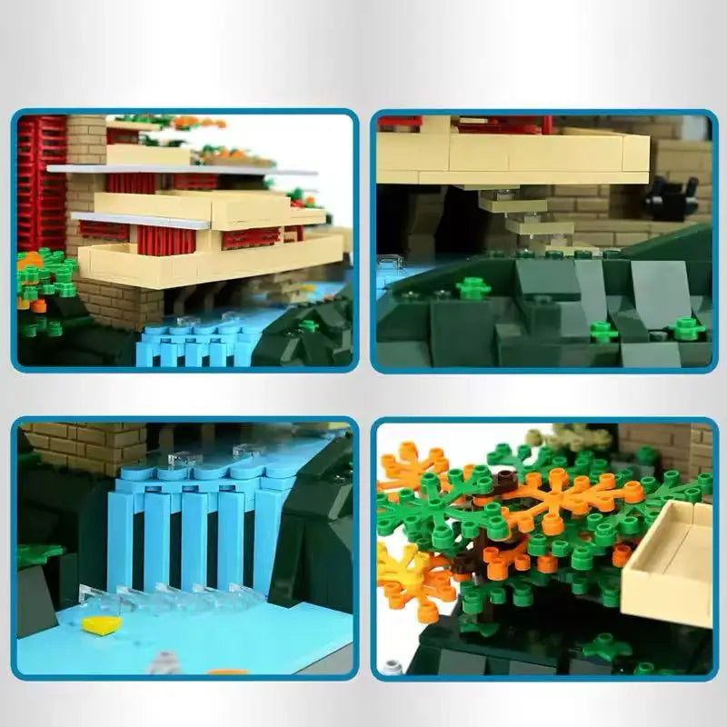 City Street View American Falling Water Villa Building Blocks Architecture Educational Toy for Kids Adults Birthday Gifts