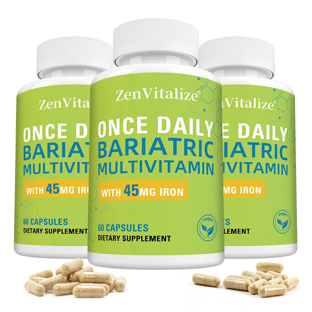 Daily Multivitamin & Minerals Capsules, with Iron, Immunity Energy Hair Skin & Nail Support, Nutrition After Bariatric Surgery