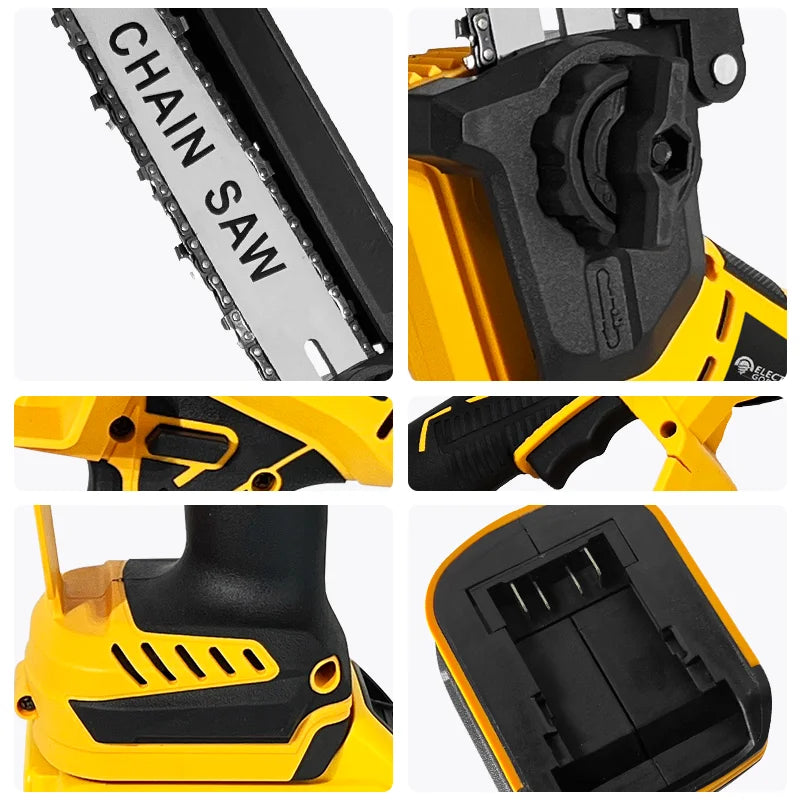 8 Inch 1380W Brushless Yellow Electric Chain Saw Professional Garden Pruning Saw Power Tool For Dewalt 20V Battery Pin