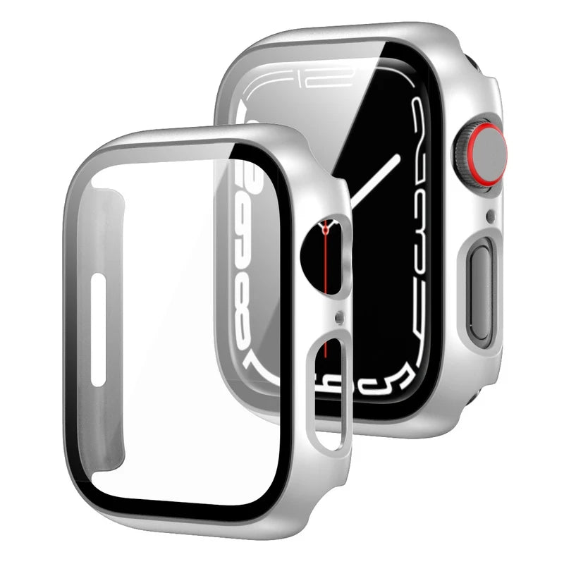 Tempered Glass+Cover For Apple Watch Case 45mm 41mm 44mm 40mm 42mm Screen Protector Apple Watch Accessories Serie10/9/8/7/6/5/SE