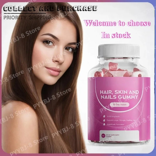 60 Count Hair Vitamin Gummies Support Healthy Growth of Hair and Nails for Women & Men Contain 5000mcg Biotin and MultiVitamin