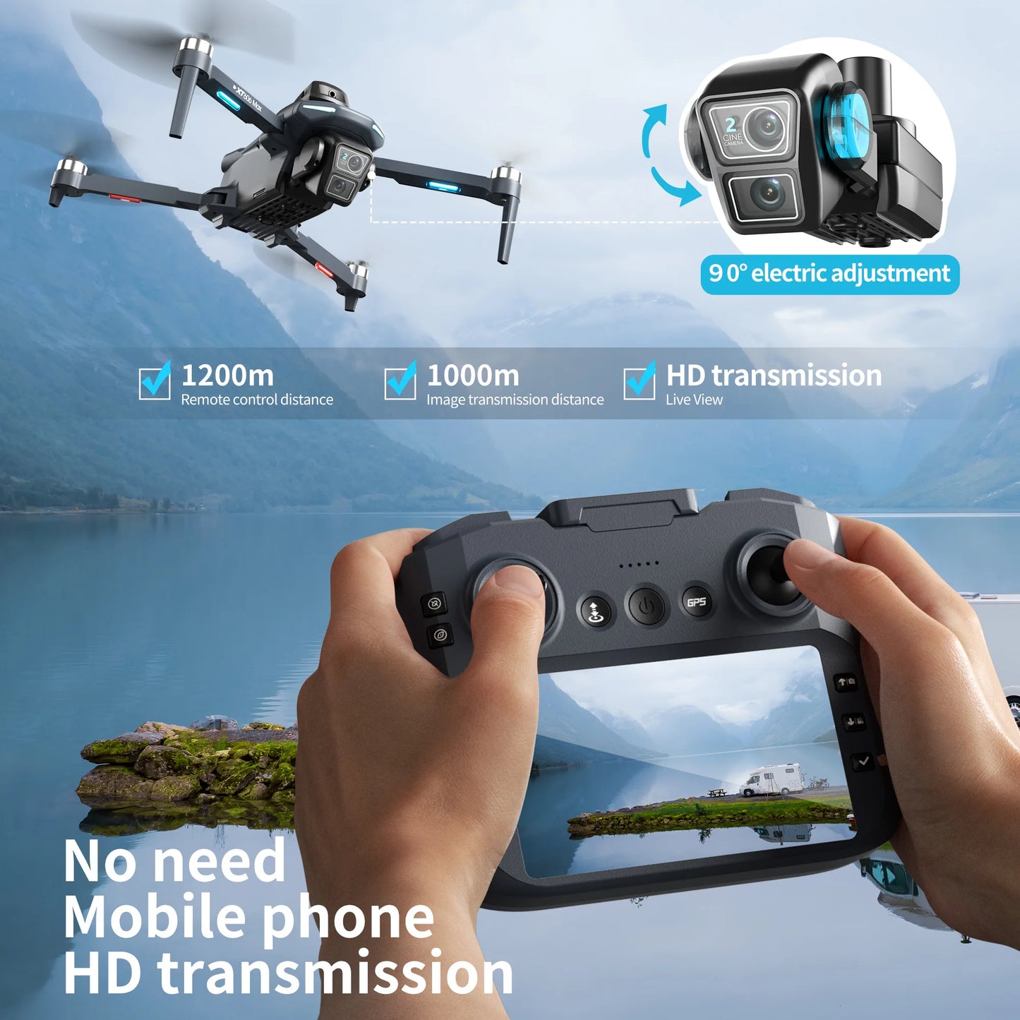 Original XT606 GPS Drone 4K 3-Axis PTZ Dual Camera Obstacle Avoidance Brushless Motor 5G WIFI 3KM RC Quadcopter Toys Gifts