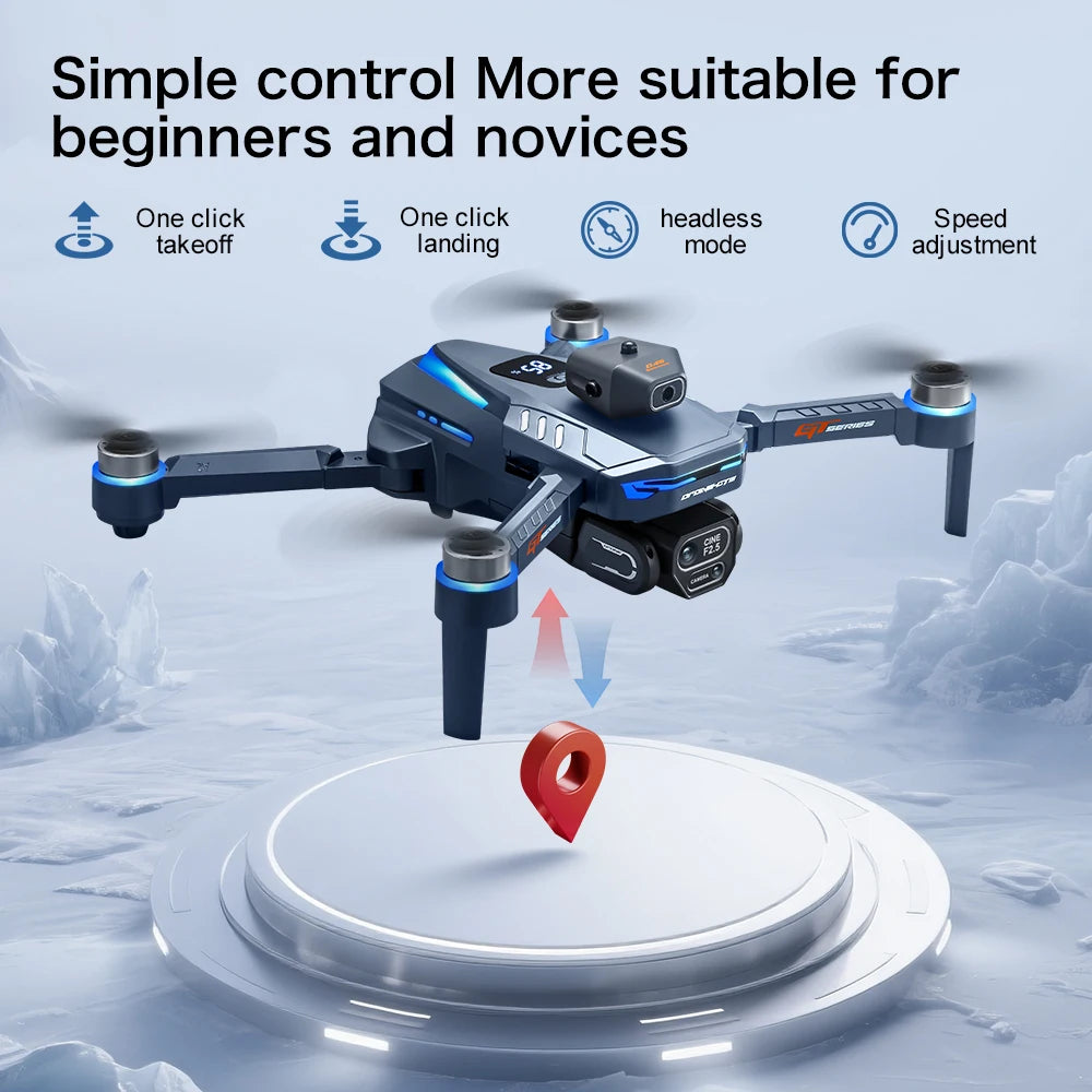Original GT8 Drone 8K HD Three-camera Aerial Photography Wifi FPV RC with screen Brushless Motor Folding Quadcopter Dron Toys