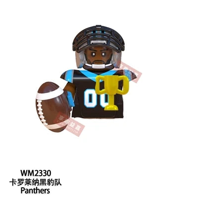 Model American Football Stars Building Blocks Sport Rugby Player Helmet Trophy Mini Action Figures Toys For Birthday Gifts Kids