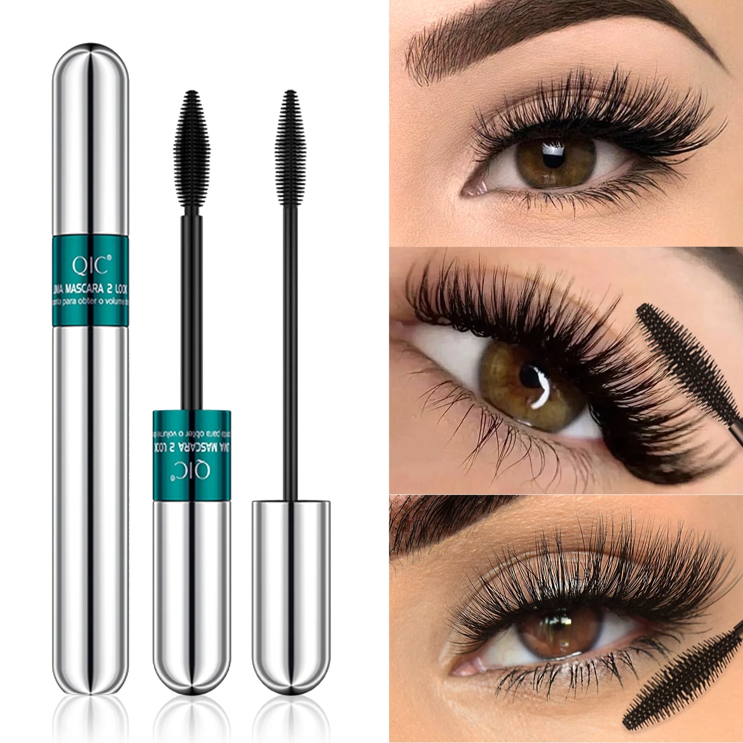 Double In-one Mascara Silk Fiber Mascara Waterproof Mascara for Eyelash Extension Black Thick Lengthening Eye Lashes Cosmetics