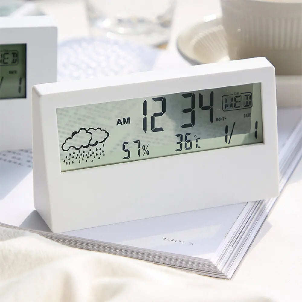 LED Thermometer Thermo-Hygrometer Multifunction Electronic Clock Temperature Humidity Meter Weather Station for Home With Alarm
