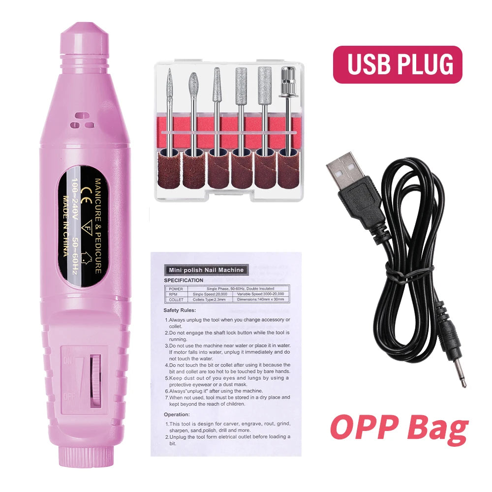 LULAA Electric Nail Drill Machine Set Pedicure Grinding Equipment Mill For Manicure  Professional Strong Nail Polishing Tool