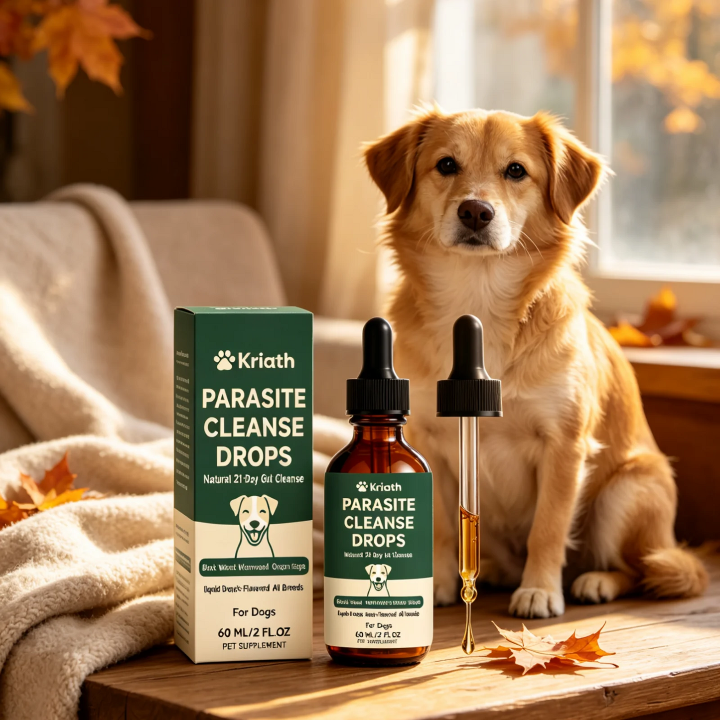 Kriath Pet Digestive Supplement Drops Digestive Comfort Gastrointestinal Health Immune Support Gentle Dog Nutrition Supplement