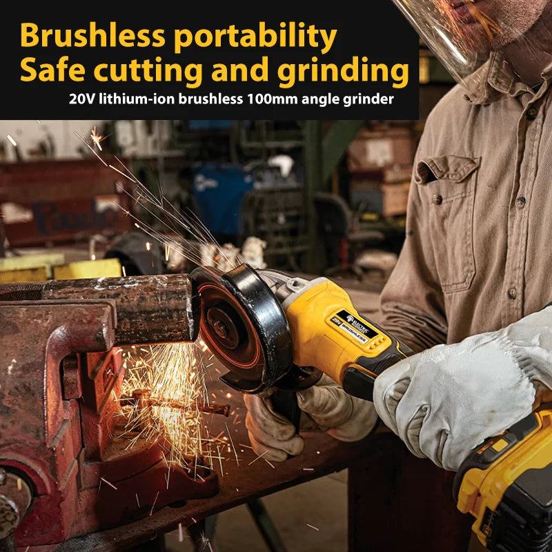 100/125mm Brushless Angle Grinder Metal Polishing 4 Gears Cordless Grinding Machine Power Tool For Dewalt 20v Battery Pins