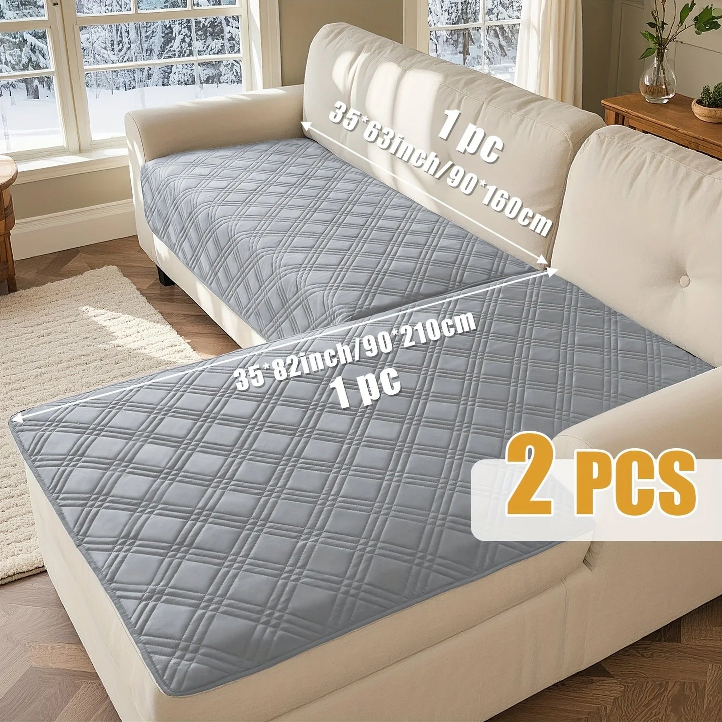 2pcs Set Geometric Sofa Covers for Living Room Water Repellent Protector Non-Slip Mat Blanket L-Shape Couch Cover 90*160&90*210