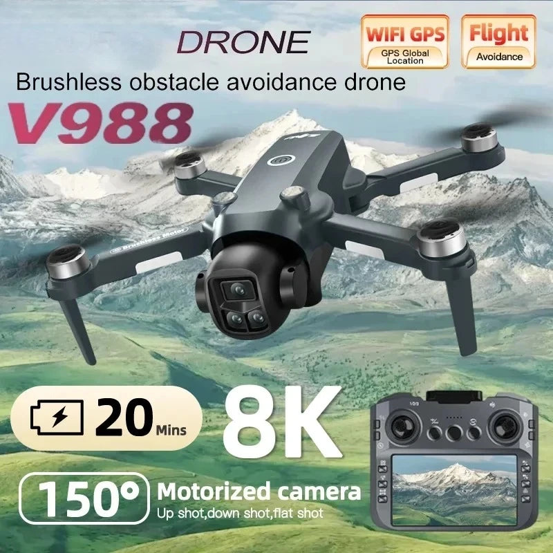 Original V988 Camera Drone 8K Professional Dron 4K With Screen Under 249g Remote Control  Brushless RC Quadcopter Toys New