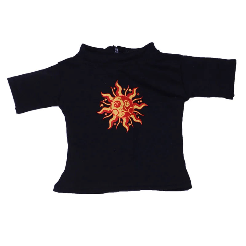 Doll Clothes Summer T-shirt Pure Cotton Short Sleeve Handmade Solid Color Clothes For 16-18Inch ,43cm Baby Doll  DIY Toys Gifts